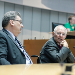 SIMEP 2015: Dr. Wolfgang Schäuble bei der Simulation Europäisches Parlament 2015 im Berliner Abgeordnetenhaus.